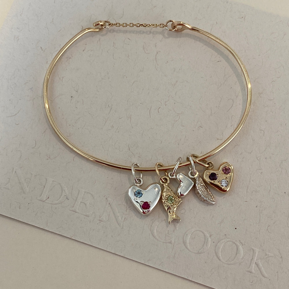 Heart Stone Pendant Weave Bracelet | Rose Gold