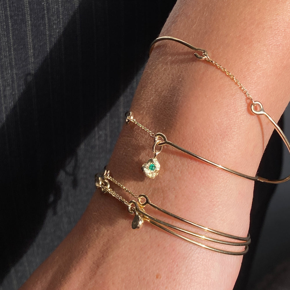 Birthstone Pendant Weave Bracelet | Yellow Gold