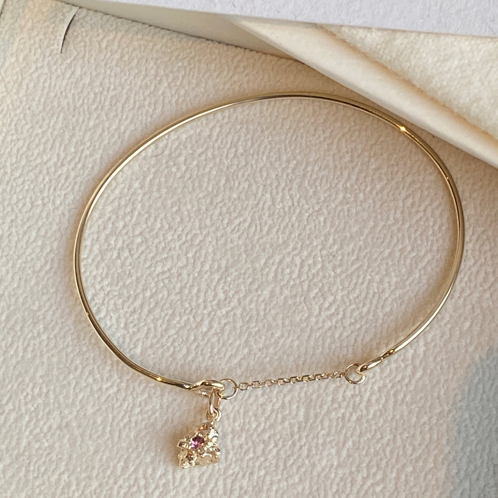 Birthstone Pendant Weave Bracelet | Yellow Gold