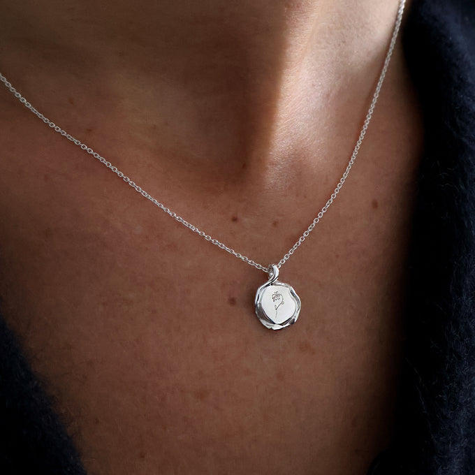 Custom Engraved Wave Pendant | Silver
