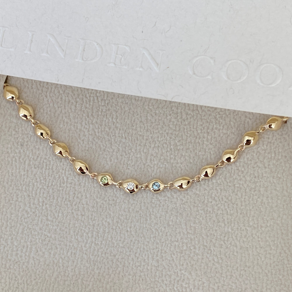Ripple Stone Necklace | Solid Yellow Gold