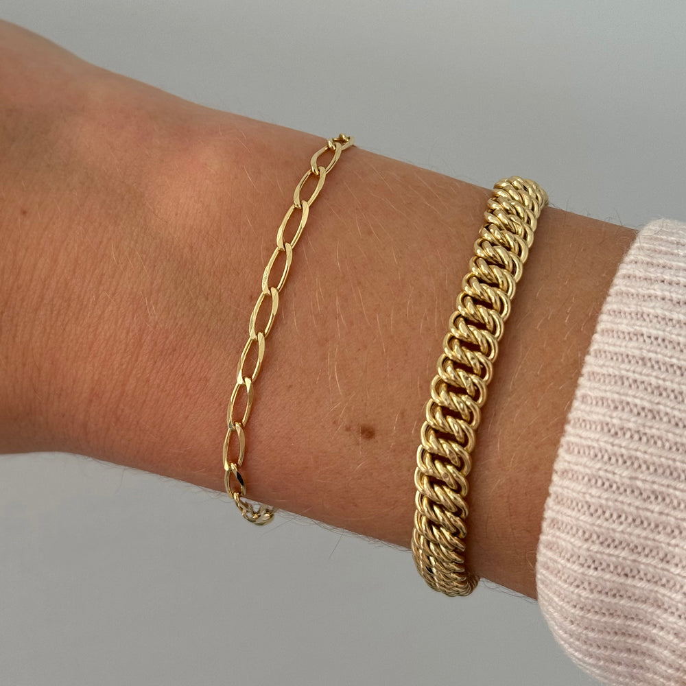 Fine Ribbon Link Bracelet | Yellow Gold