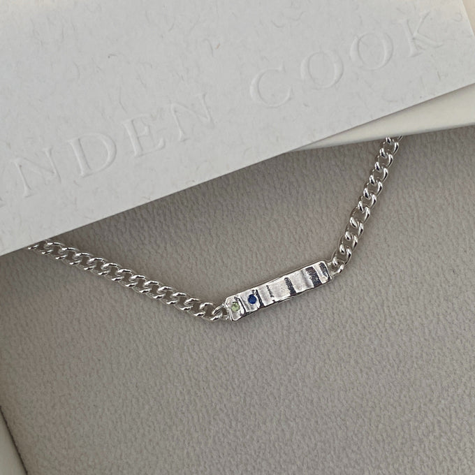 Anvil Tag Stone Necklace | Silver