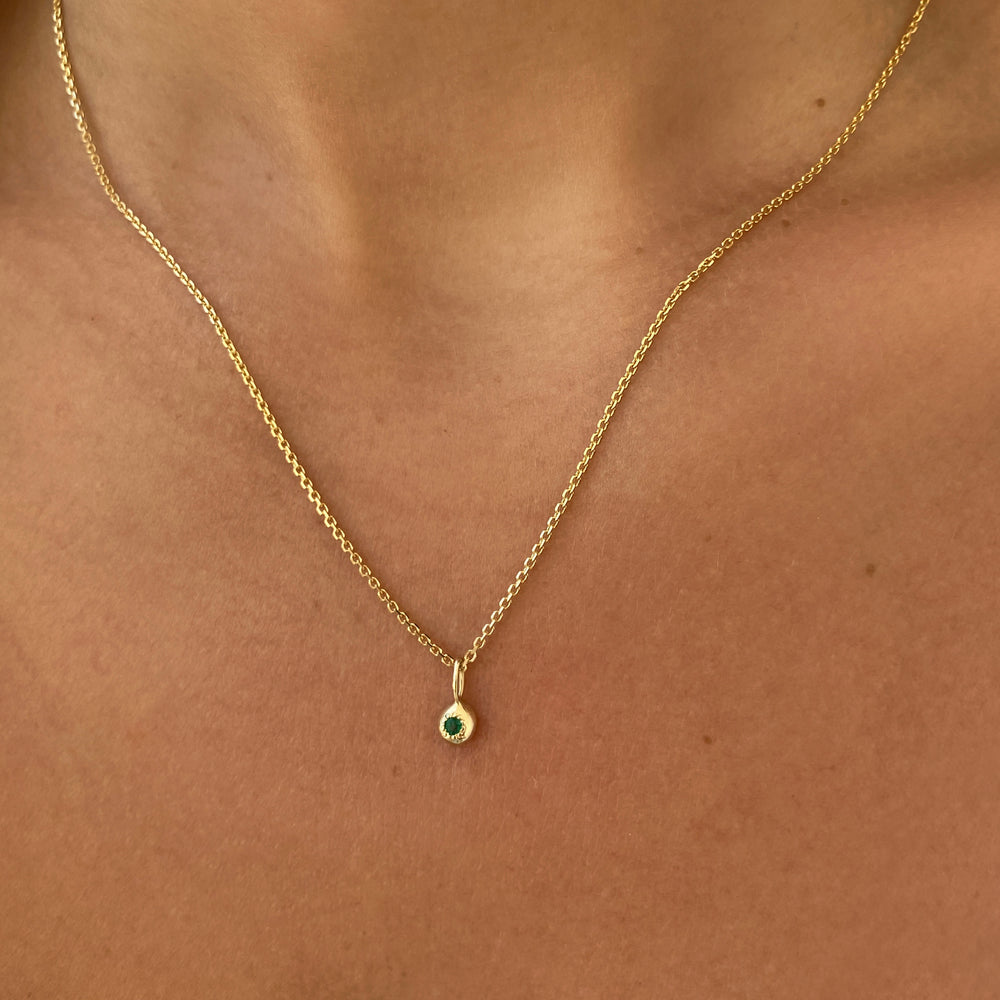 Tiny Birthstone Pendant | Yellow Gold