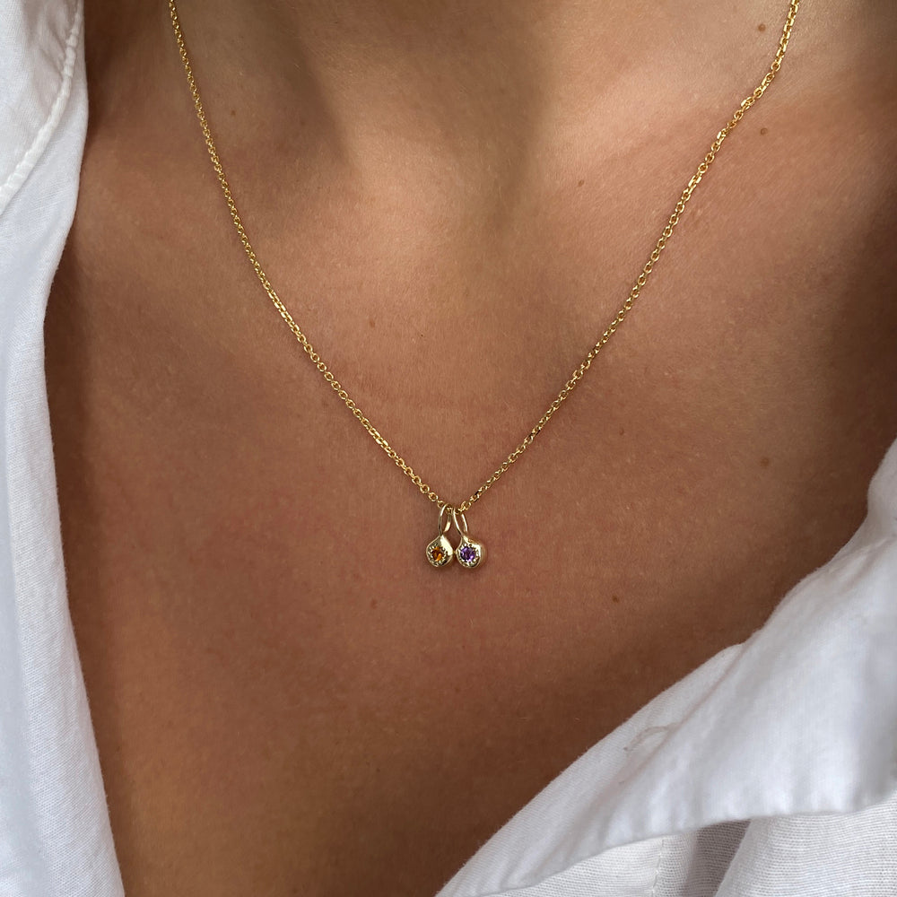 Tiny Birthstone Pendant | Yellow Gold