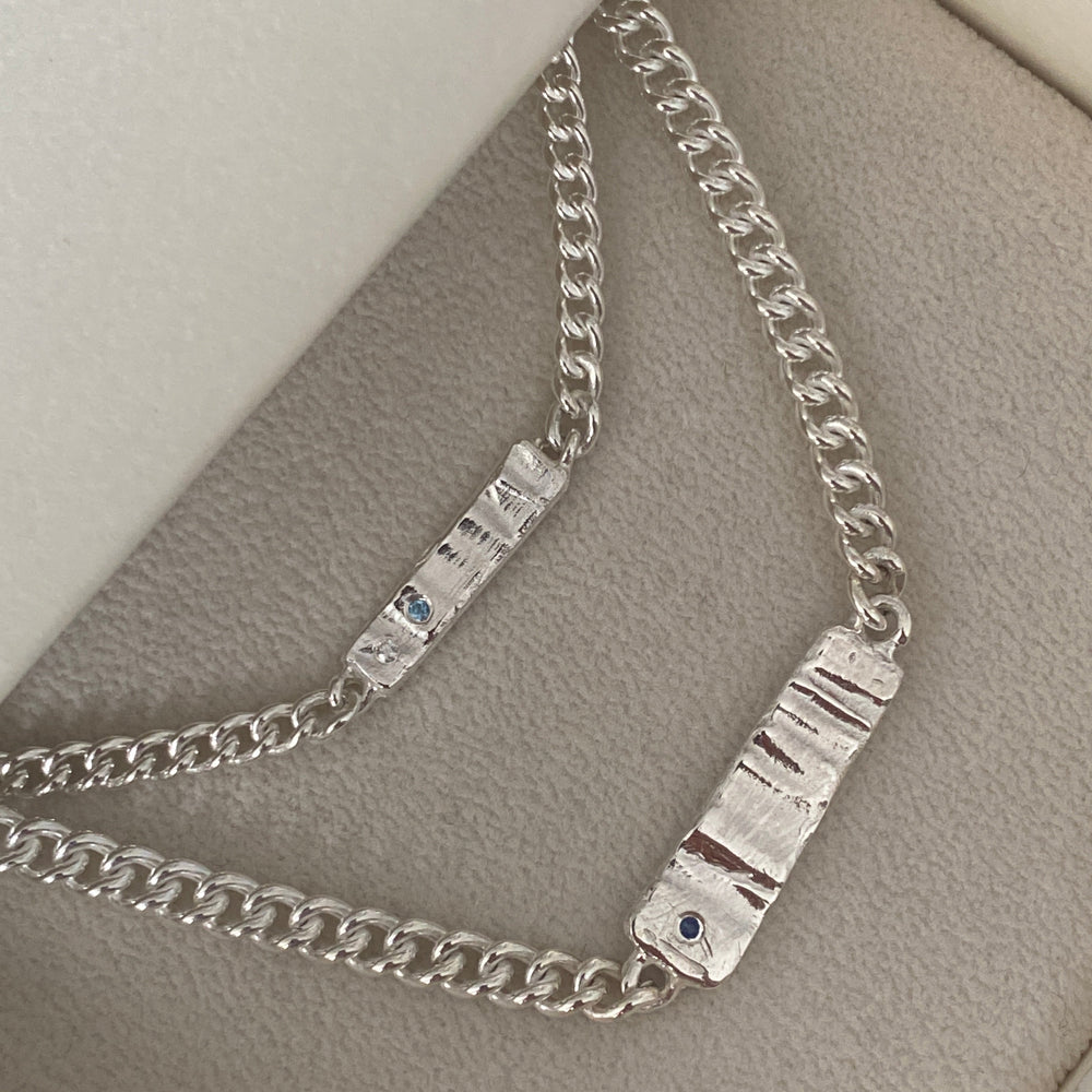 Anvil Tag Stone Bracelet | Solid White Gold
