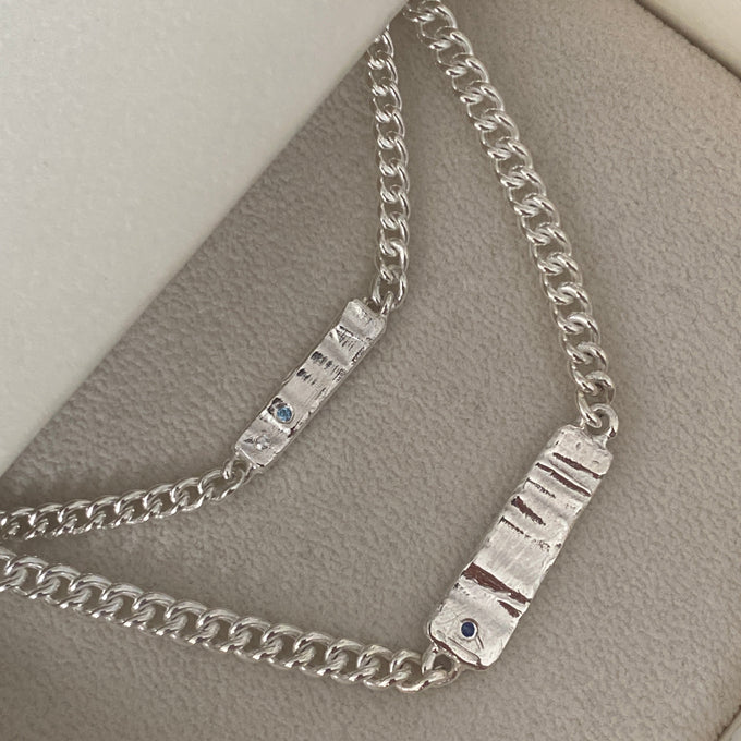 Anvil Tag Stone Bracelet | Solid White Gold