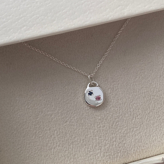 Round Stone Pendant | Silver