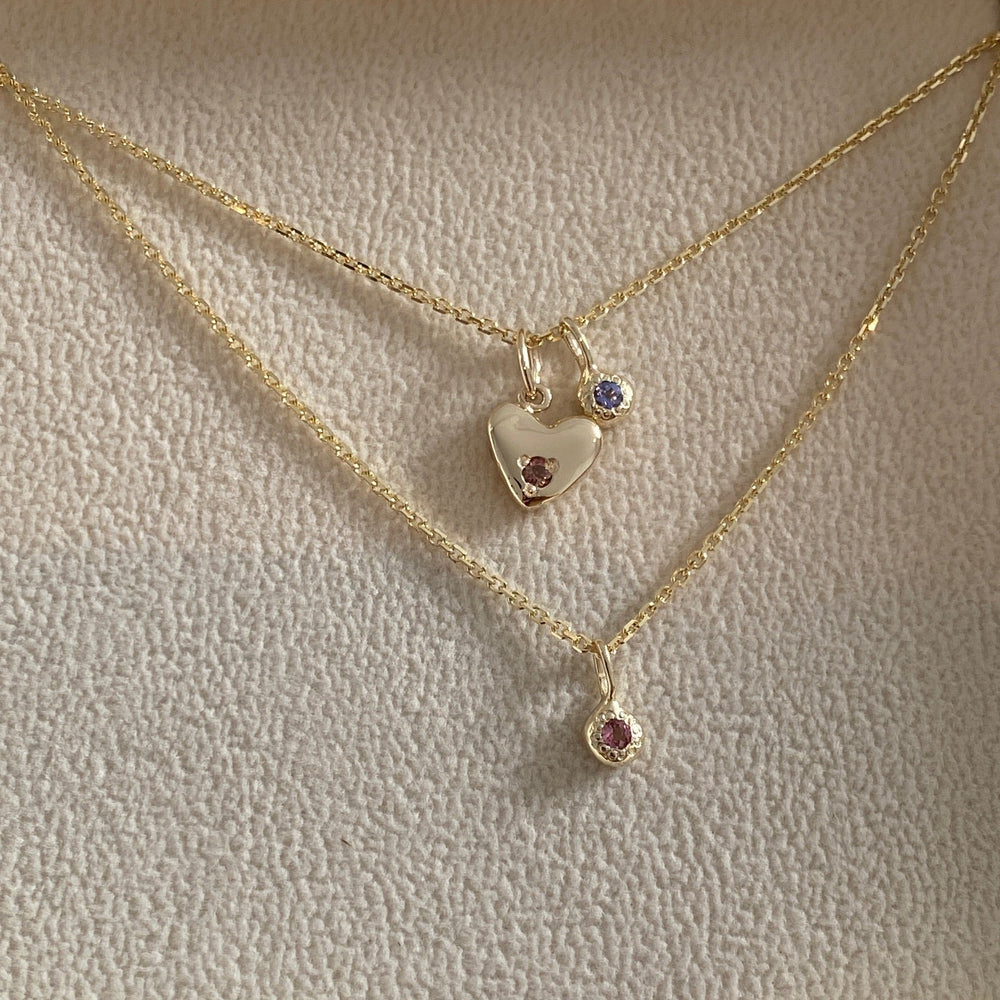 Tiny Birthstone Pendant | Yellow Gold