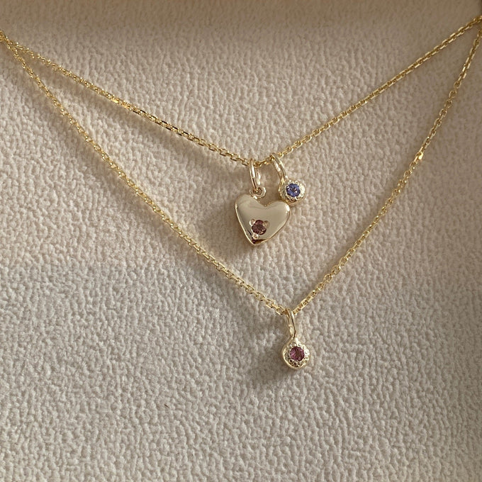 Tiny Birthstone Pendant | Yellow Gold