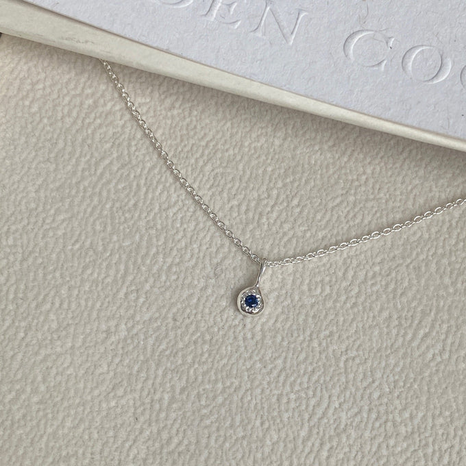 Tiny Birthstone Pendant | Silver