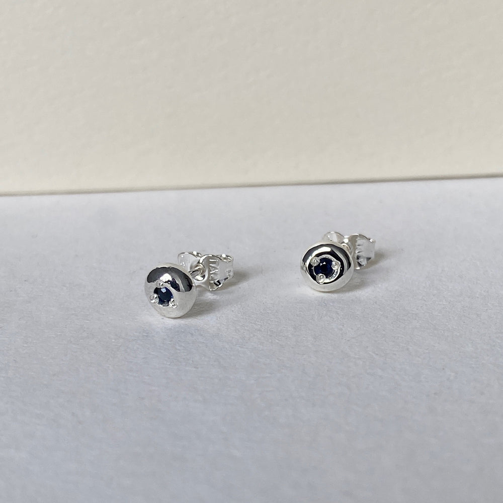 Birthstone Shadow Studs | Silver