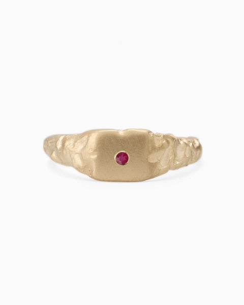 Slate Stone Signet Ring | Yellow Gold