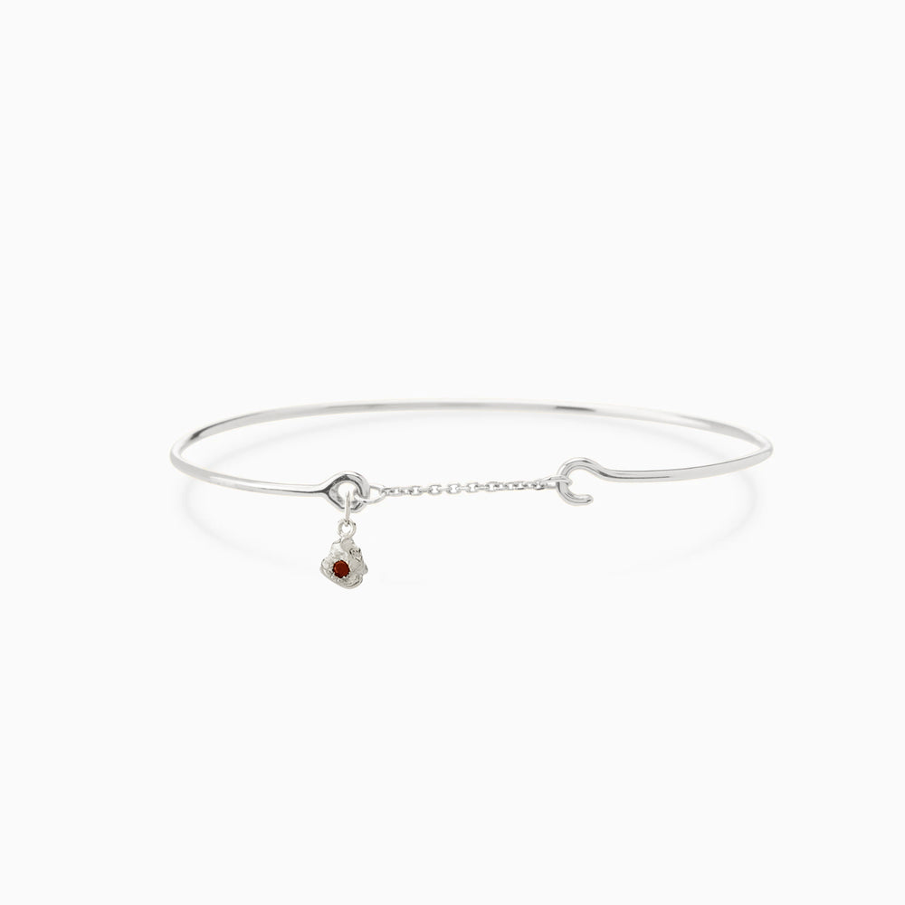 Birthstone Pendant Weave Bracelet | Silver