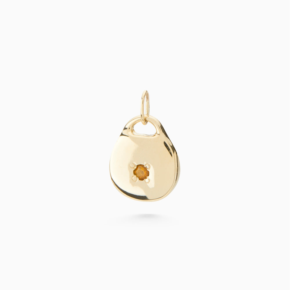 Round Stone Pendant | Yellow Gold