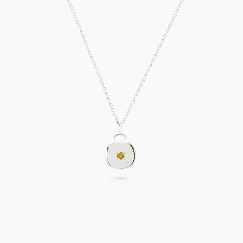 Round Stone Pendant | Silver