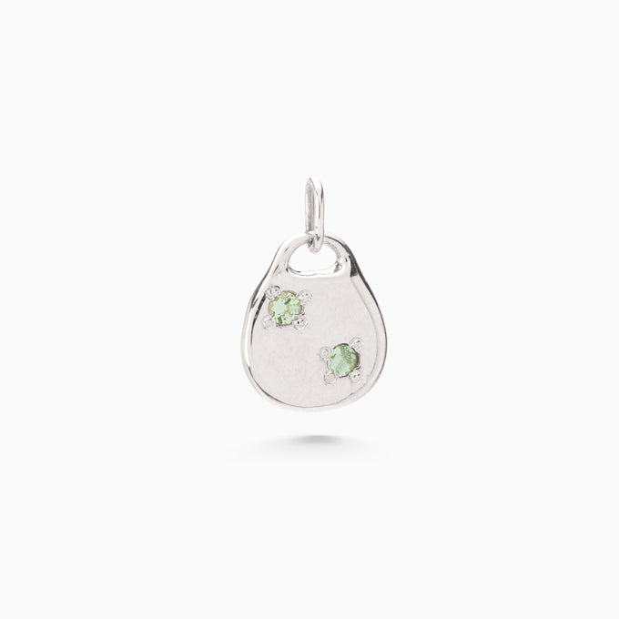 Round Stone Pendant | White Gold