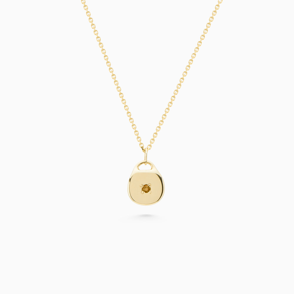 Round Stone Pendant | Yellow Gold