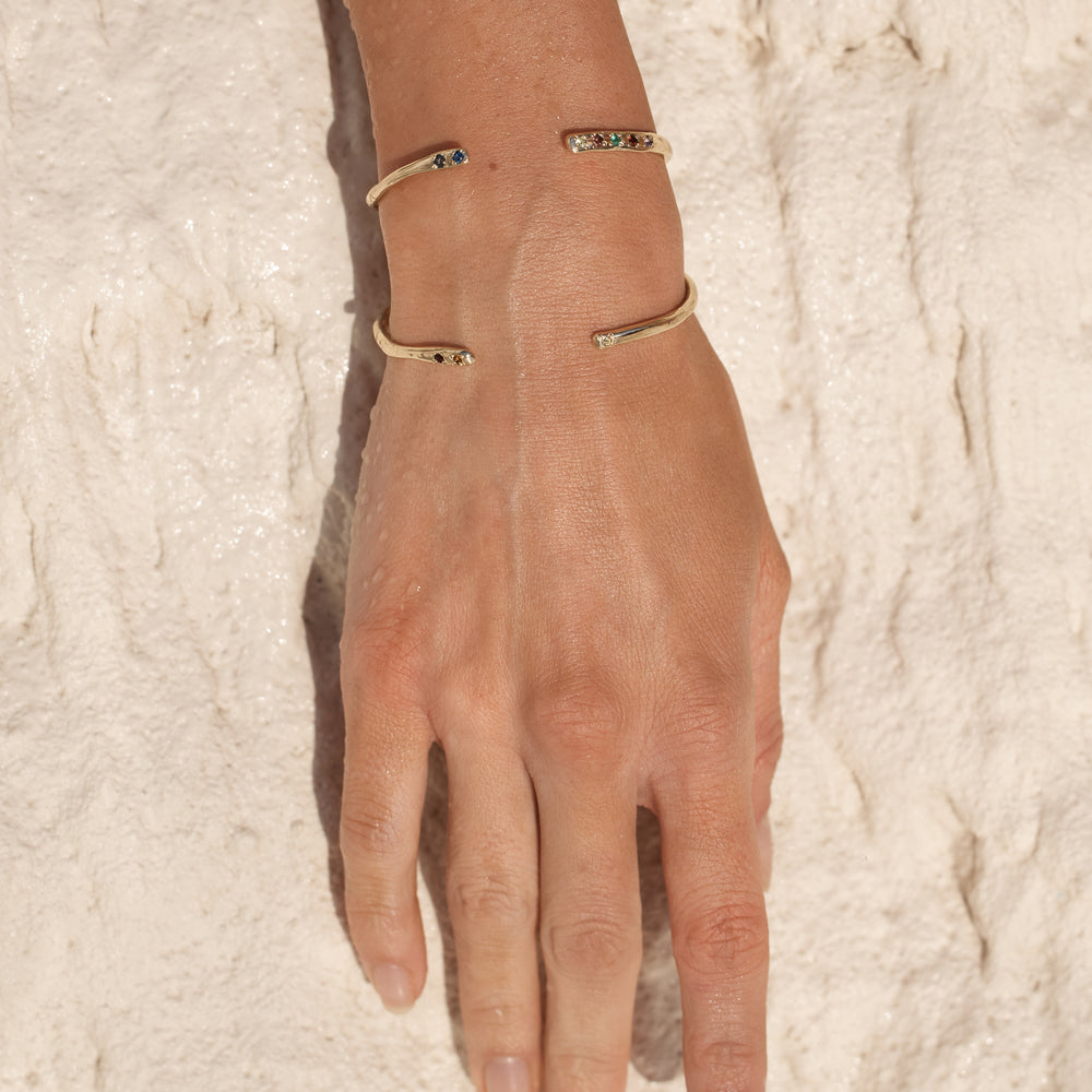 Collective Stone Cuff Bracelet | Solid Yellow Gold