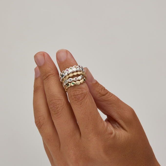 Pebble Stone Circuit Ring | Silver