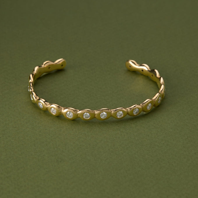 Pebble Diamond Cuff  | Solid Yellow Gold