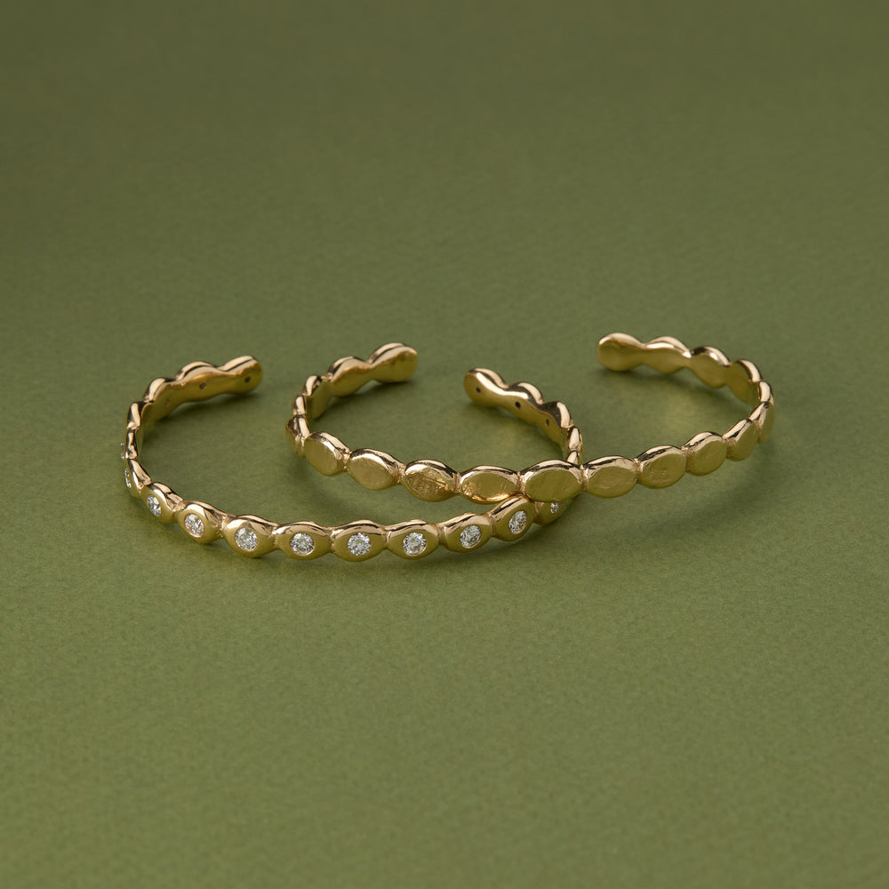Pebble Diamond Cuff  | Solid Yellow Gold