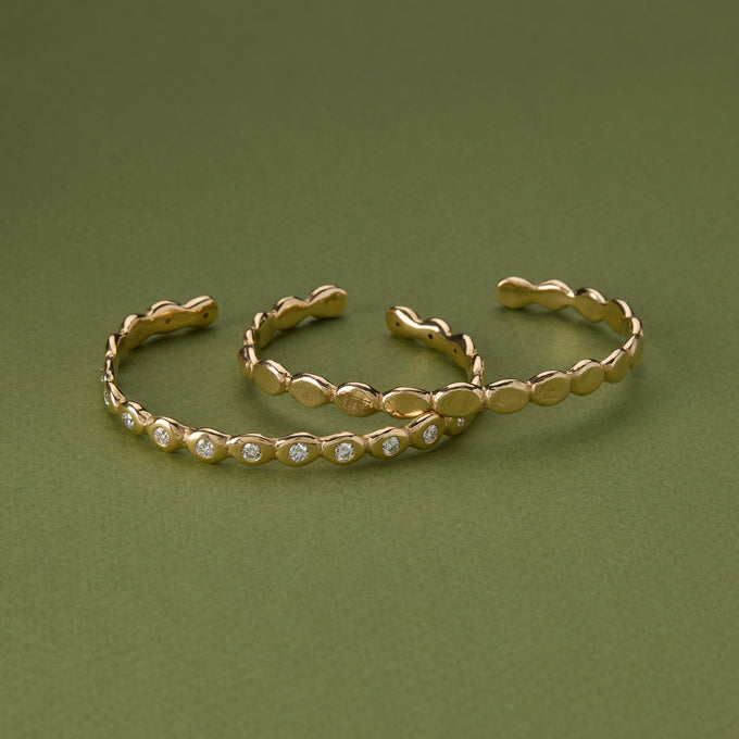 Pebble Diamond Cuff  | Solid Yellow Gold