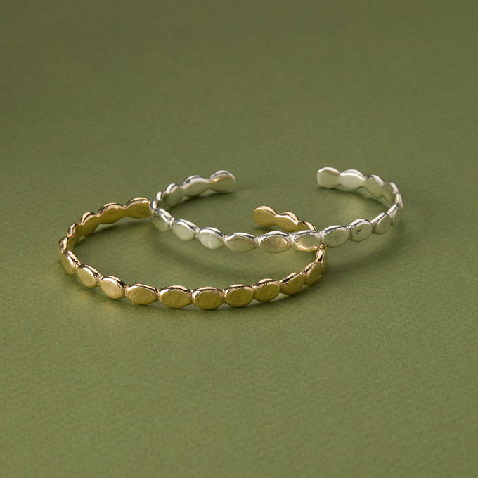 Pebble Diamond Cuff  | Solid Yellow Gold