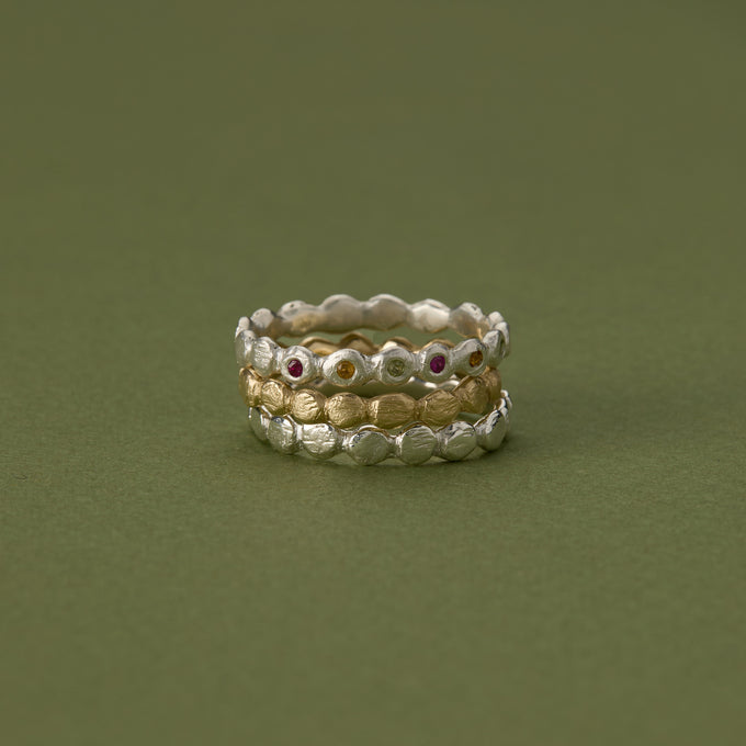 Pebble Stack Stone Ring | Silver