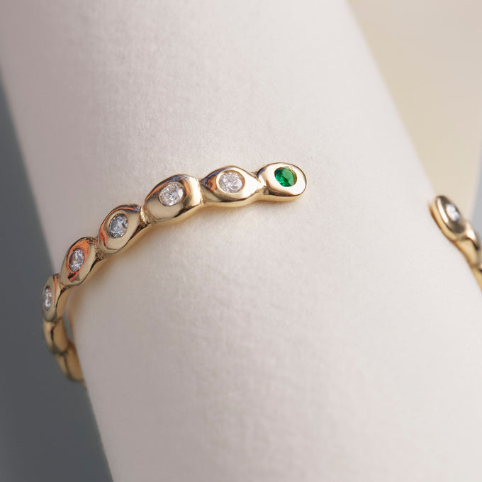 Pebble Stone Cuff  | Solid Yellow Gold