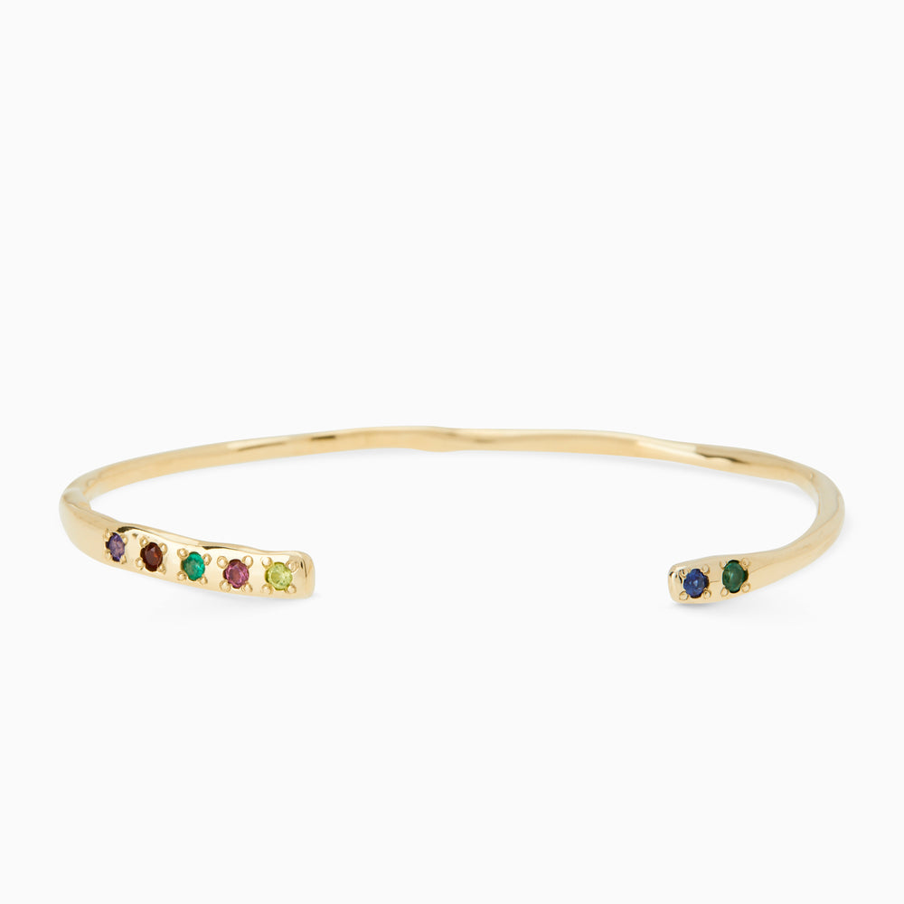 Collective Stone Cuff Bracelet | Solid Yellow Gold