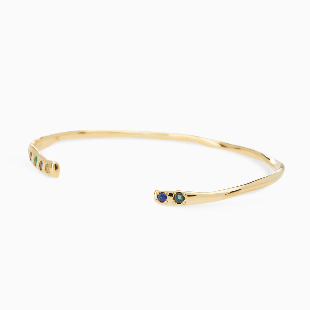 Collective Stone Cuff Bracelet | Solid Yellow Gold