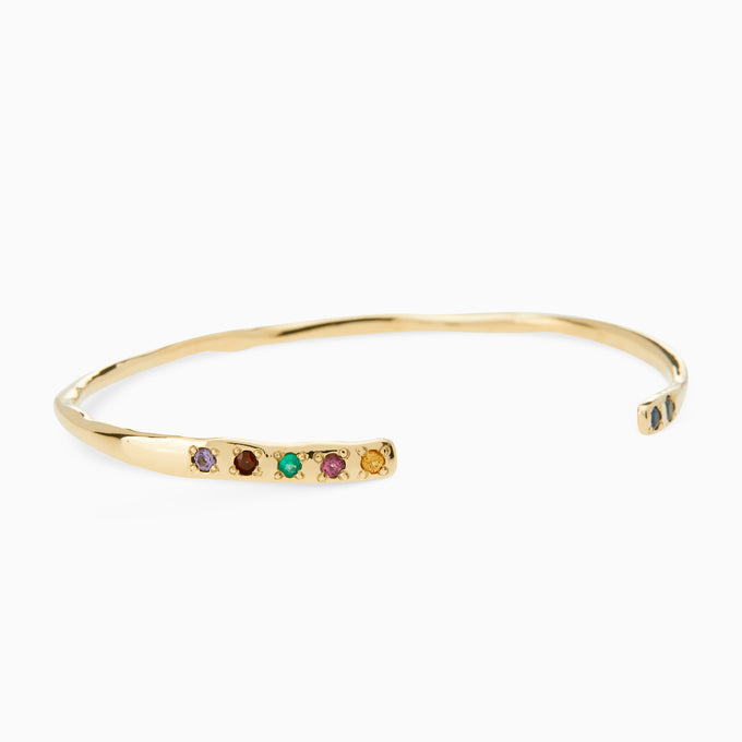 Collective Stone Cuff Bracelet | Solid Yellow Gold