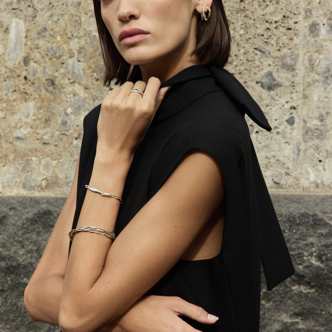 Sculpt Bangle | White Gold