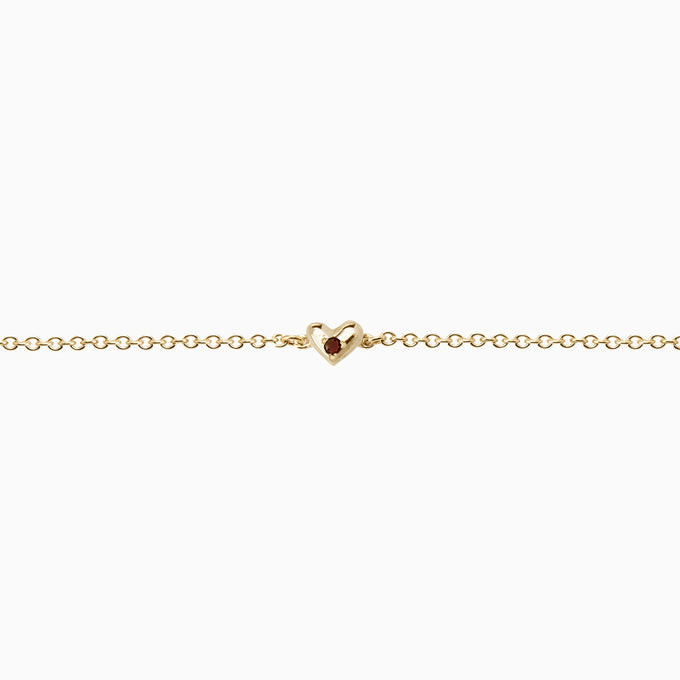 Mini Heart Stone Bracelet | Yellow Gold