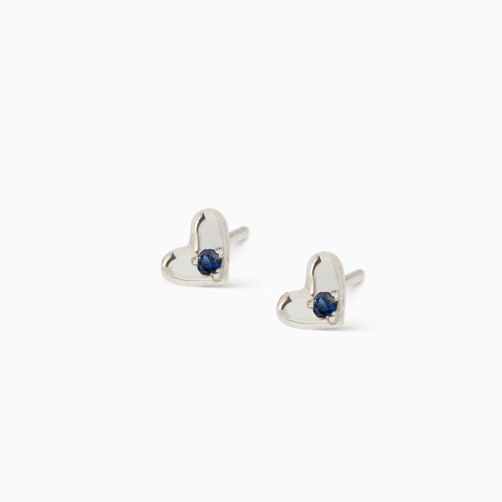 Mini Heart Stone Stud | Silver