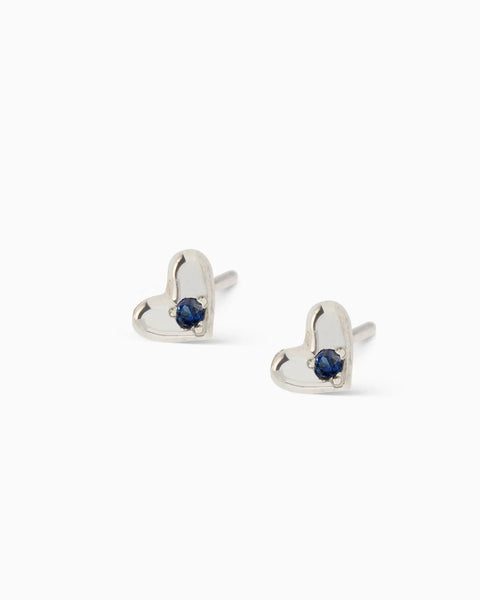 Mini Heart Stone Stud | Silver