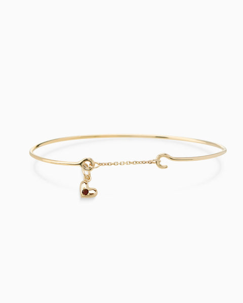 Mini Heart Stone Pendant Weave Bracelet | Yellow Gold