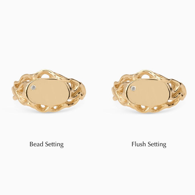 Ivy Oval Stone Signet Ring | Yellow Gold