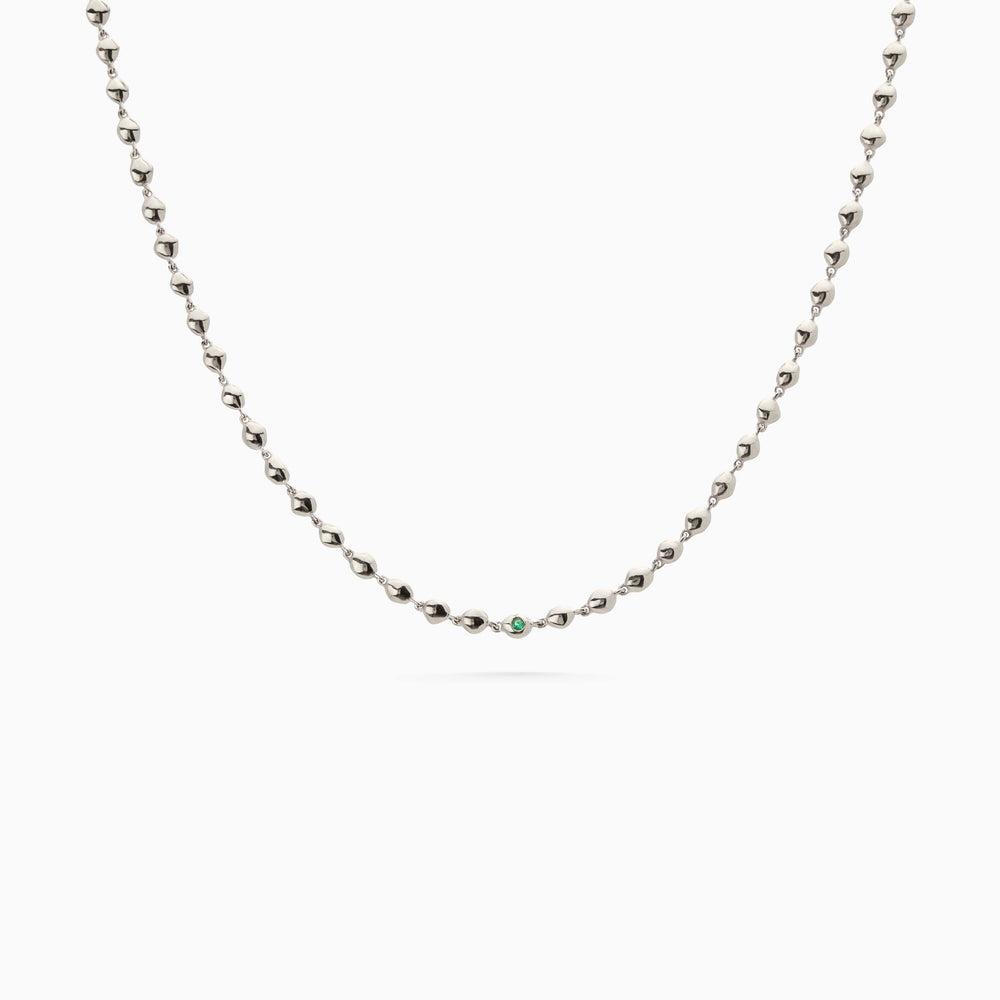 Ripple Stone Necklace | Solid White Gold