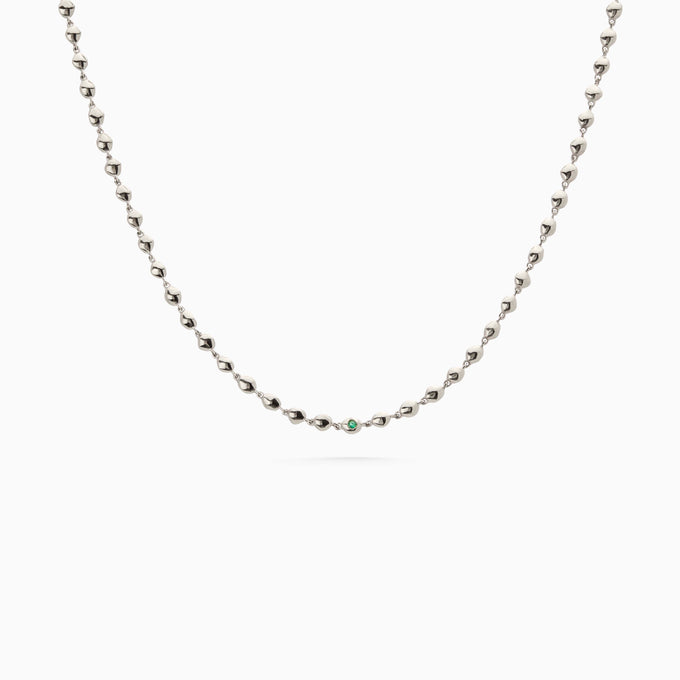 Ripple Stone Necklace | Solid White Gold