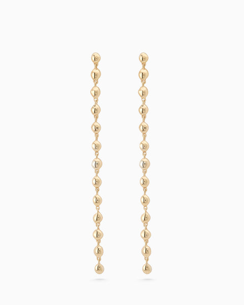 Ripple Long Drop Earring | Yellow Gold
