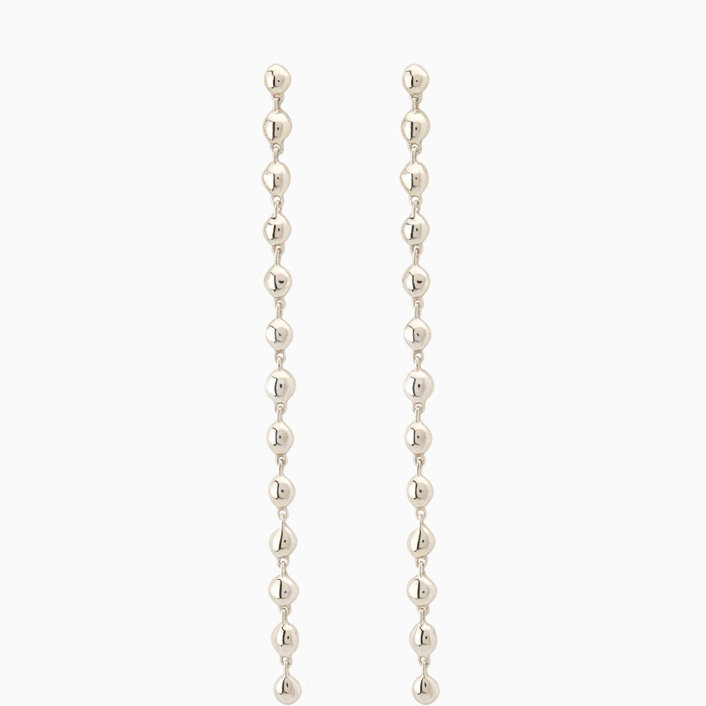 Ripple Long Drop Earring | Silver