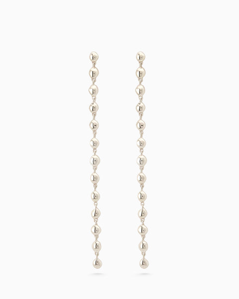 Ripple Long Drop Earring | Silver