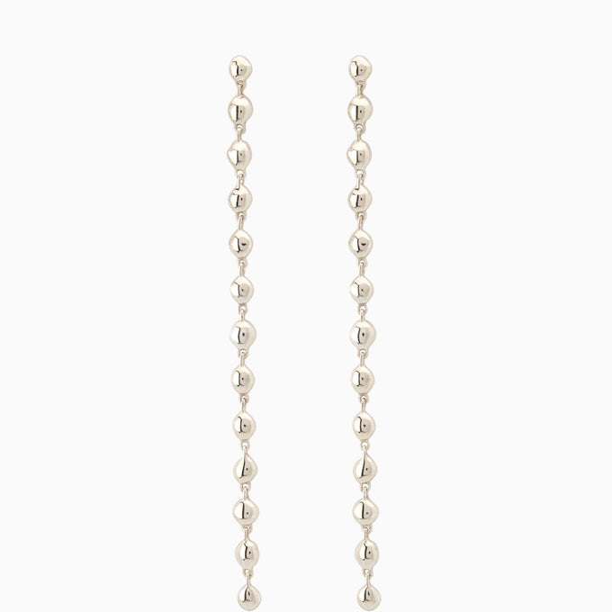 Ripple Long Drop Earring | Silver