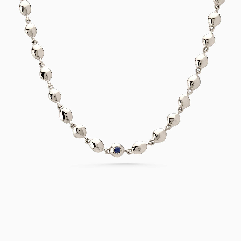 Ripple Stone Necklace | Solid White Gold