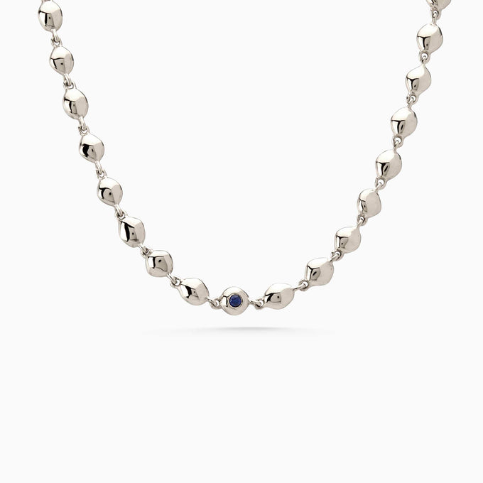 Ripple Stone Necklace | Solid White Gold