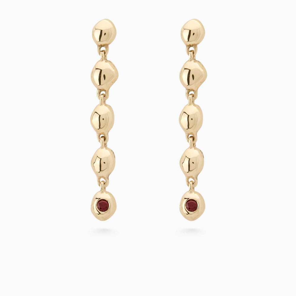 Ripple Stone Drop Earring | Solid Yellow Gold