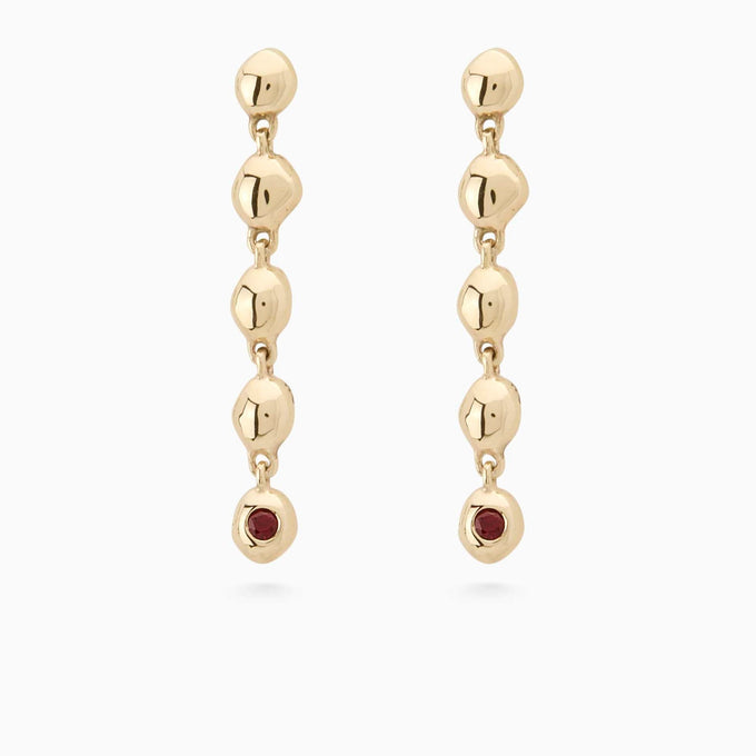 Ripple Stone Drop Earring | Solid Yellow Gold