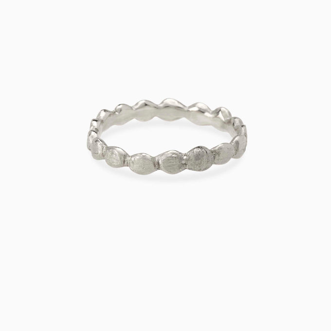 Pebble Stack Stone Ring | Solid White Gold